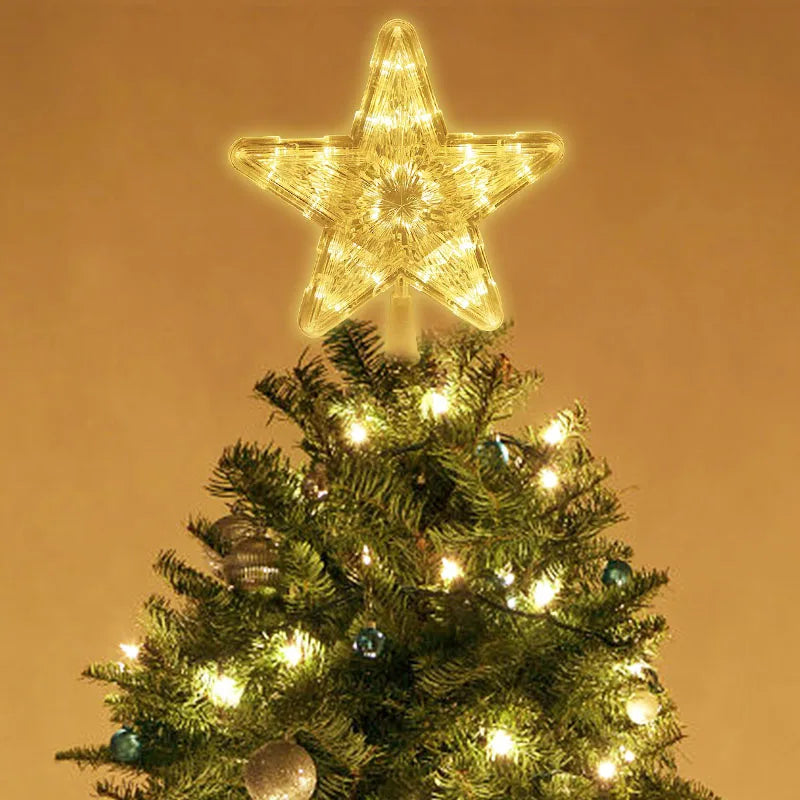 Christmas Tree Top Star LED Light Lamp Christmas Decorations for Home Xmas Tree Ornaments Navidad New Year 2023 Natal Noel