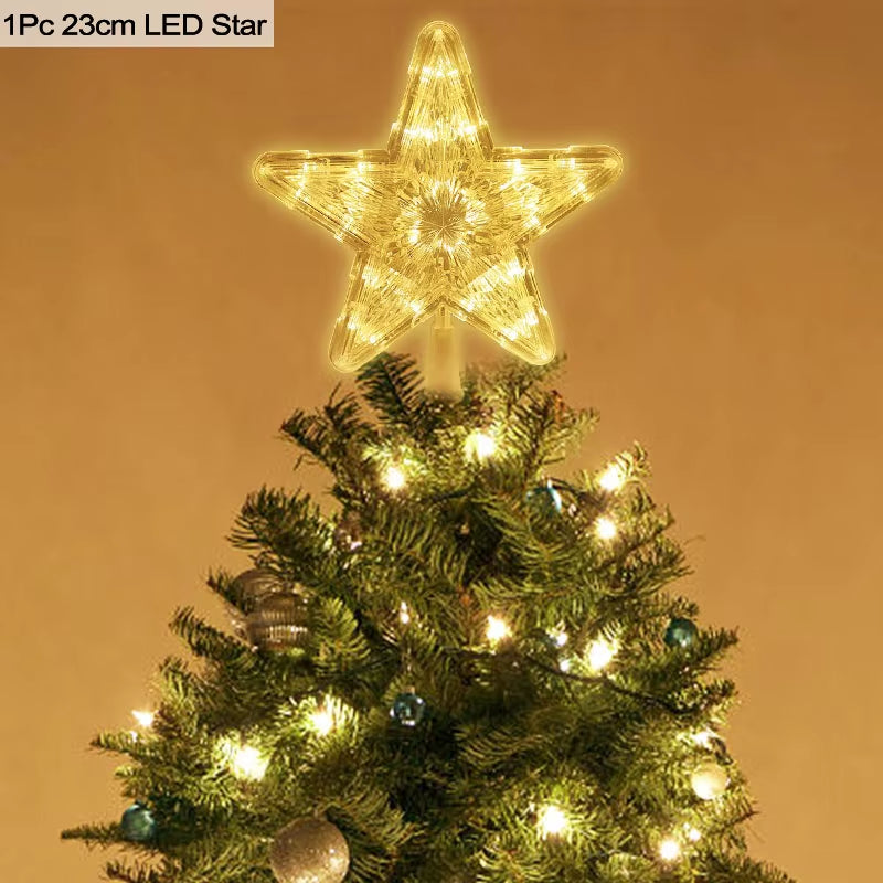 Christmas Tree Top Star LED Light Lamp Christmas Decorations for Home Xmas Tree Ornaments Navidad New Year 2023 Natal Noel
