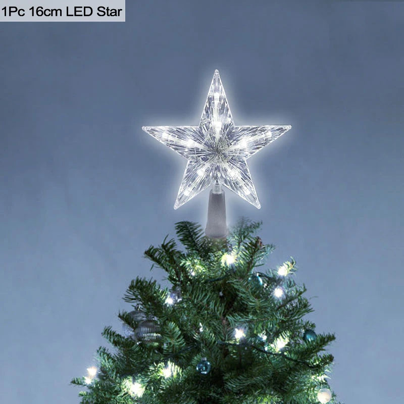 Christmas Tree Top Star LED Light Lamp Christmas Decorations for Home Xmas Tree Ornaments Navidad New Year 2023 Natal Noel