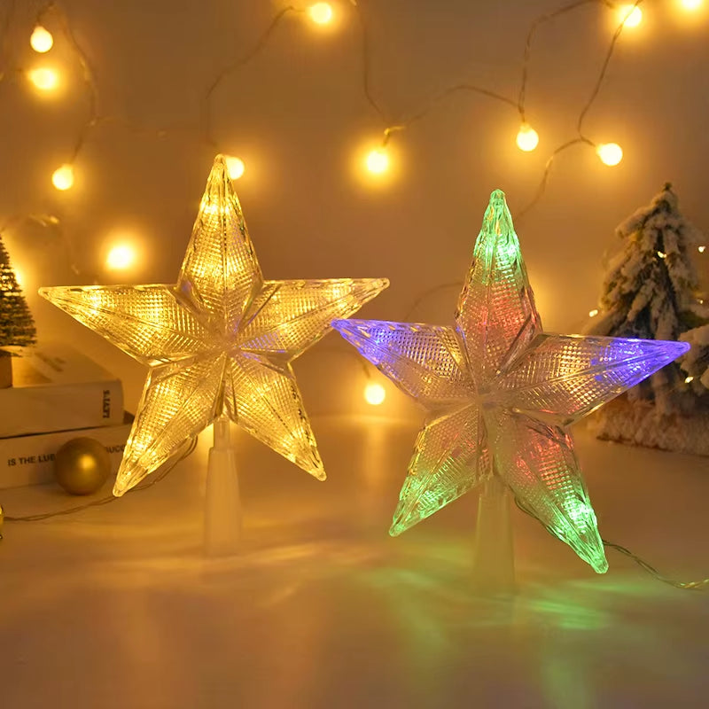 Christmas Tree Top Star LED Light Lamp Christmas Decorations for Home Xmas Tree Ornaments Navidad New Year 2023 Natal Noel
