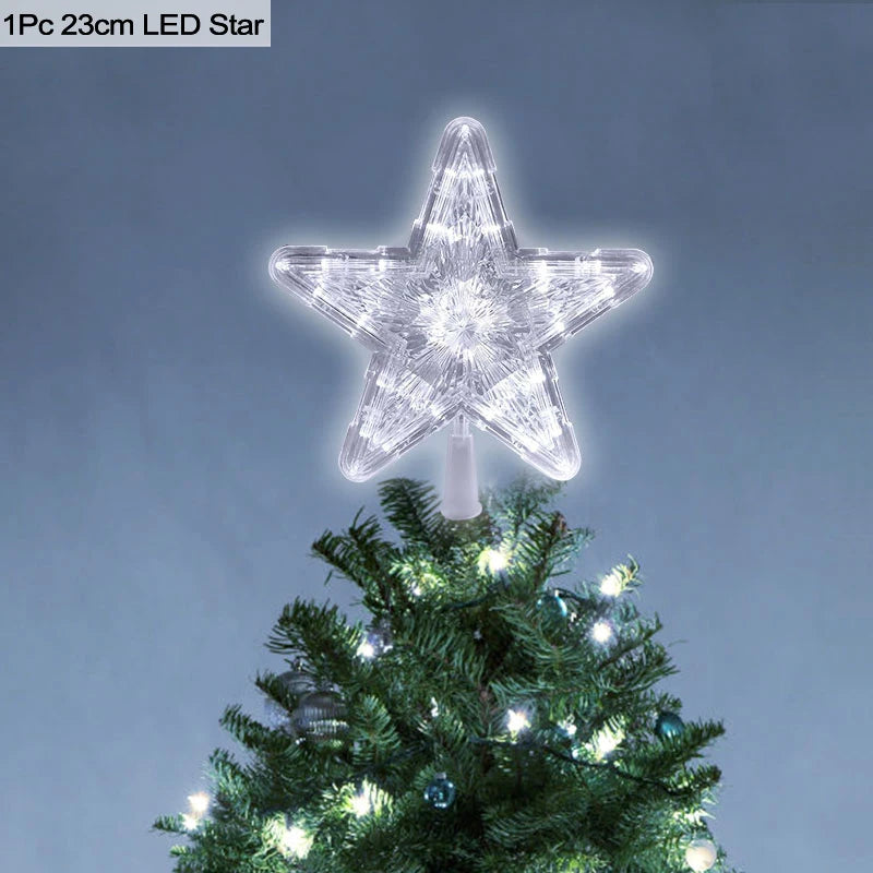 Christmas Tree Top Star LED Light Lamp Christmas Decorations for Home Xmas Tree Ornaments Navidad New Year 2023 Natal Noel