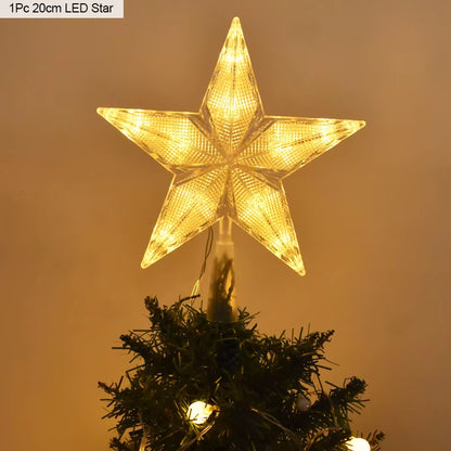 Christmas Tree Top Star LED Light Lamp Christmas Decorations for Home Xmas Tree Ornaments Navidad New Year 2023 Natal Noel