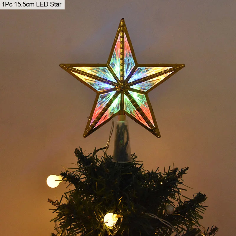 Christmas Tree Top Star LED Light Lamp Christmas Decorations for Home Xmas Tree Ornaments Navidad New Year 2023 Natal Noel