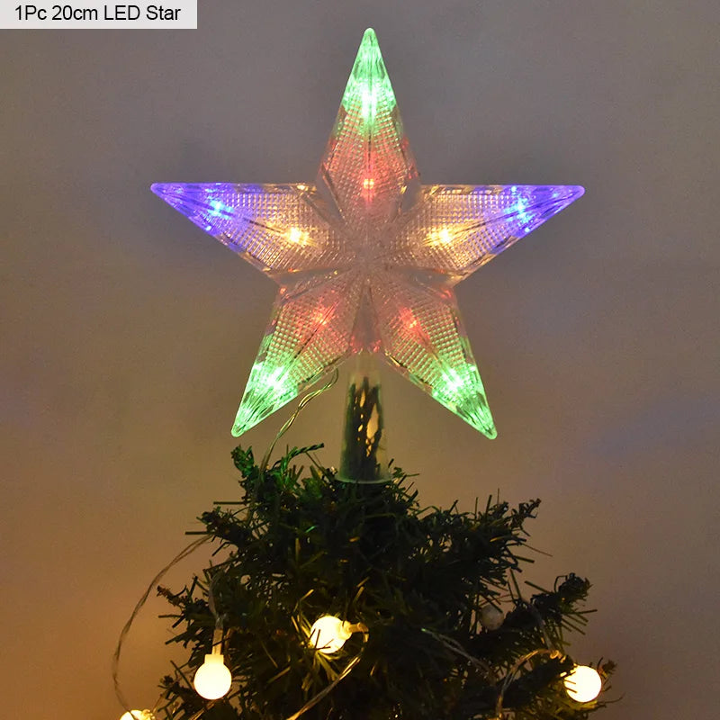 Christmas Tree Top Star LED Light Lamp Christmas Decorations for Home Xmas Tree Ornaments Navidad New Year 2023 Natal Noel