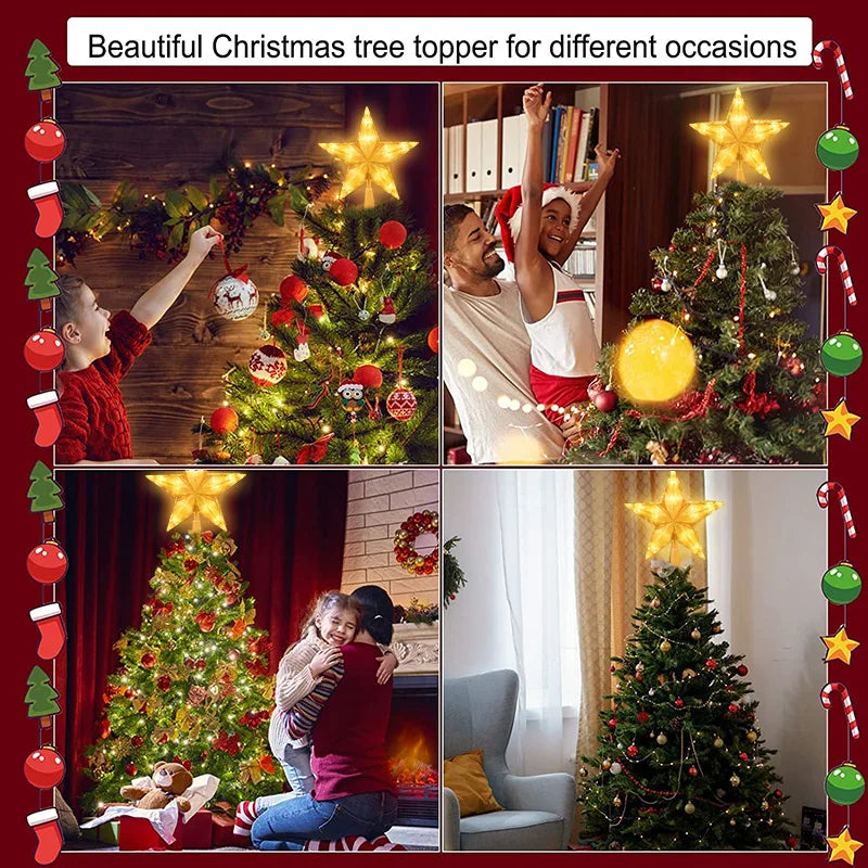 Christmas Tree Top Star LED Light Lamp Christmas Decorations for Home Xmas Tree Ornaments Navidad New Year 2023 Natal Noel