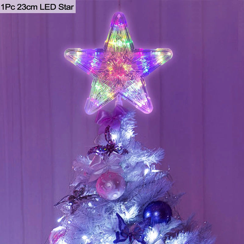 Christmas Tree Top Star LED Light Lamp Christmas Decorations for Home Xmas Tree Ornaments Navidad New Year 2023 Natal Noel