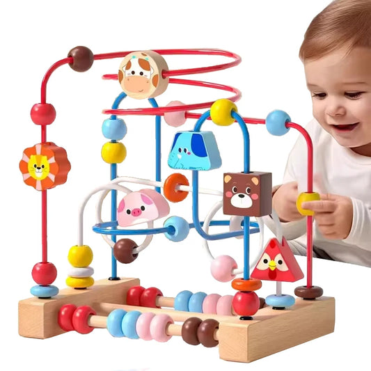 Jouet Montessori en bois : circuit perles/abacus, éducatif pour bébés 1-3 ans