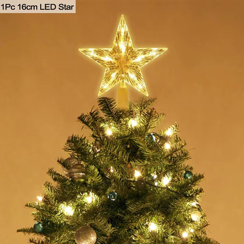 Christmas Tree Top Star LED Light Lamp Christmas Decorations for Home Xmas Tree Ornaments Navidad New Year 2023 Natal Noel