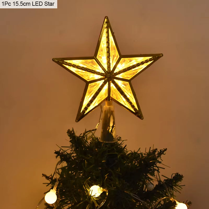 Christmas Tree Top Star LED Light Lamp Christmas Decorations for Home Xmas Tree Ornaments Navidad New Year 2023 Natal Noel
